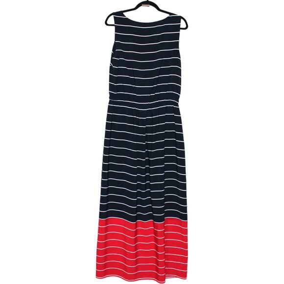 Tommy Hilfiger Blue/Red Sleeveless Long Dress Large - Picture 5 of 7